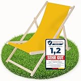 Melko Liegestuhl klappbar Strandstuhl aus Holz Holzliege Garten Faltliege Gelb...