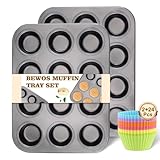 BEWOS 2 PCS Antihaft-Muffinblech für 12 Tassen, Muffinblech aus...