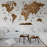 Hölzerne Weltkarte (Deutsch) - 3D Art Large Wall Decor - Karte Größe (M, L,...