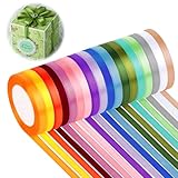 Geschenkband 18 Farben, 10mm x 22m Satinband, Schleifenband,Verpackungsband...