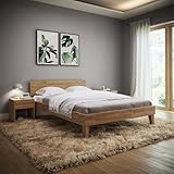 skølm Asgard Massivholzbett 140x200 cm - hochwertiges Holzbett aus Eiche mit...