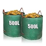 BigDean 2 Stück Gartenabfallsack 500L Laubsammler - 150g/m² selbststehend 3...