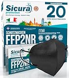 20x FFP2 Maske Schwarz CE Zertifiziert Filterklasse BFE ≥99% FFP2 Masken...