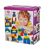 Eichhorn 100010181 150 Bunte Holzbausteine in der Aufbewahrungsbox mit Kordel...
