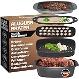 STONELINE Aluguss Bräter Induktion 39x22 cm 5,6 L, Kochgeschirr Set 5-teilig...