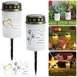 HUIKUANGEU Grabkerze,2 Stück Solar LED Grablicht,Grableuchte,Friedhofskerze...