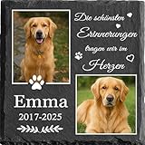 MOMGEGE Personalisierter Tiergrabstein aus Schiefer mit Foto und Text –...