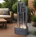Gartenbrunnen BK903 Wasserwand 99 cm Standbrunnen Springbrunnen mit Beleuchtung...