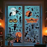 Etopgo Halloween Fensterbilder, 9 Blatt 111 STK Halloween Deko Fenster...