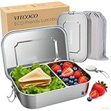VITCOCO Lunch Box Bento Lunch Box Edelstahl Leakproof 1200 ml Lunchbox Kinder...