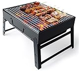 Kompakter Mini Grill BBQ - Holzkohle, tragbar & klappbar,Tischgrill Tragbarer...