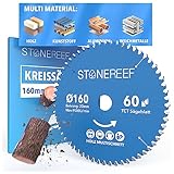 STONE REEF Sägeblatt 160x20 - Kreissägeblatt [inkl. Adapter auf Bohrung 20...