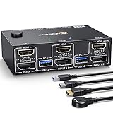 Dual Monitore KVM Switch 4K@60Hz, DisplayPort HDMI KVM Switch 2 PC 2 Monitore,...