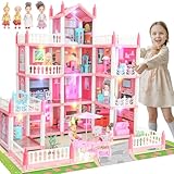 Puppenhaus für Mädchen Kleinkinder - Riesiges Puppenhaus mit 4 Puppen Figur,...