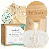 BAMBUNA wiederverwendbare Abschminkpads - 18 Stück Baumwollpads - waschbare...