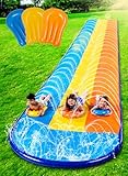 Sloosh 18ft/548cm Dreispurige Rutschbahn mit 3 Bodyboards, Rasen-Wasserrutsche...