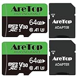 Aretop Micro SD Karte 64GB 2er Pack,Speicherkarte Micro SD+2...