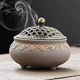 Keramik Räuchergefäß Vintage Weihrauchbrenner mit Metall Deckel und...