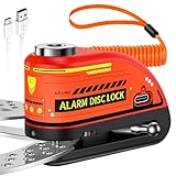 ZEXMTE Bremsscheibenschloss, Wiederaufladbar Motorrad Schloss Alarm 120db mit...
