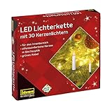 Idena 38192 - LED Kerzen Lichterkette mit 30 LEDs in Warmweiß, elfenbeinfarbene...