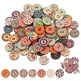 100 Stück Bunte Holzknöpf, Abeillo 15 mm Vintage Knöpfe, Holzknöpfe zum...