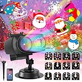 Projektor Weihnachten Außen, 2-in-1 Hologramm Projektor mit 12 Folien 8 Mustern...