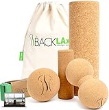 BACKLAXX ® Faszienrolle Set aus Kork – Faszienball und Massageball,...