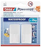 tesa Powerstrips Haken Waterproof Wave, weiß - selbstklebender Wandhaken für...