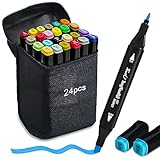 Alkohol Marker Stifte 24 Fraben Alcohol Stifte Set Twin Tip Design Manga Stifte...