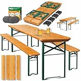 KESSER® Bierzeltgarnitur 3 teilig Gartenmöbel-Set | Klappbar 220 x 50 x 77cm |...