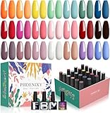 Phoenixy UV Nagellack Set, 24 Stück Gel Nagellack mit Unterlack, Überlack und...