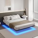 DICTAC Bett 140x200 cm mit LED Beleuchtung Bettgestell 140x200 mit Lattenrost...