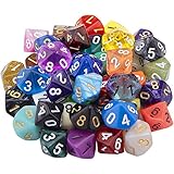 SIQUK 42 Stück Polyedrisch Würfel Set 10 Seitige Bunt Spiel D10 für DND MPG...