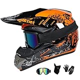 UIGJIOG MTB Helm Fullface Kinder,Motorradhelm Grün und Orange Erwachsener...