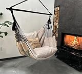 Izabell® Hängesessel mit Großen Kissen – XXL Schaukelstuhl und Hängematte...