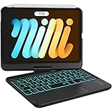 Earto iPad Mini 7 Hülle mit Tastatur, Smart Trackpad, 7 Farben Tastatur mit...