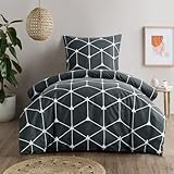 RUIKASI Bettwäsche 155x220 2 teilig Anthrazit - Bettbezug 155 x 220 Set mit...