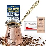CRYSTALIA Groß Türkische Kaffeekanne Kupfer 425ml Premium Qualität...