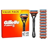 Gillette Fusion5 Rasierer für Männer, ein Gillette Rasierer, 11 Ersatzklingen,...