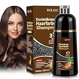 Brown Hair Dye Shampoo 3in 1，Haarfarbe Shampoo Dunkelbraun Gegen Graue Haare...