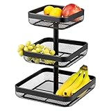 eluno 3-stöckige eckige Obstetagere/Brotkorb, Etagere, Obstschale, Obstkorb aus...