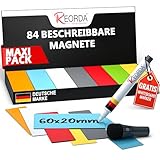 Reorda® Magnetstreifen beschreibbar - 84 Stück (7 Farben) – 6x2 cm I...