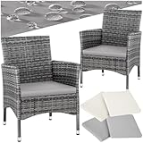 tectake® 2er Set Gartenstuhl aus Polyrattan, Gartenmöbel Set mit 2 Sessel,...