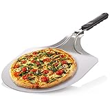com-four® Pizzaschaufel aus rostfreiem Edelstahl 430 - Pizza- und Kuchenheber...