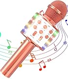 Bluetooth Mikrofon Karaoke, Drahtloses LED Karaoke Mikrofon mit Lautsprecher...