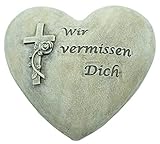 Bambelaa! Grabdeko Grabschmuck Wetterfest Herz Inschrift - Wir Vermissen Dich -...