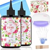 YIEHO UV Harz 200g Set mit UV Lampe, UV Resin Klar Kristallklares Transparent...