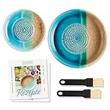 evergrate Geniales Duo: Tellerreibe + Dipschale Motiv Ocean mit 2 Küchenpinsel...