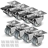 50mm Möbelrollen mit Sicherheitsbremse 8er Set Schwerlastrollen (2 mit Bremsen...