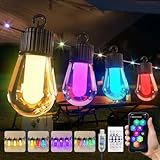 15M LED Halloween Lichterkette Außen Bunt Strom 20 RGB S14 Glühbirne,Smart App...